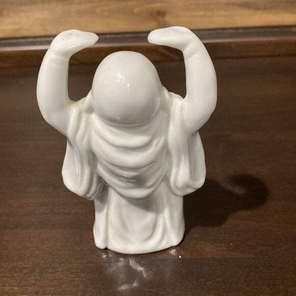 Vtg Japanese Benihana White Smiling Buddha Statue Figure - Picture 5 of 7